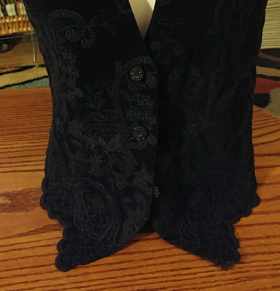 Embroidered Velvet Vest